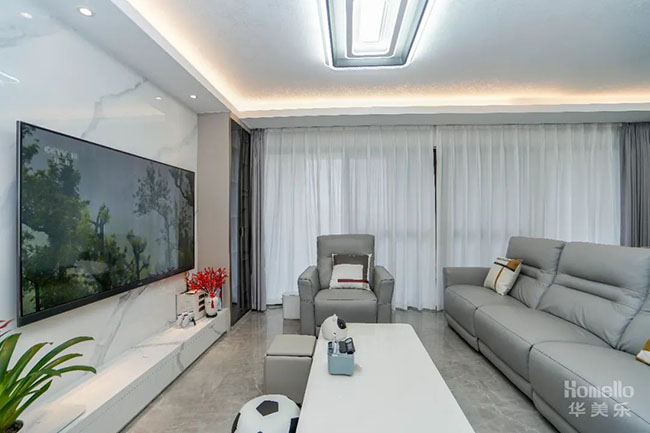 106㎡四居，簡約與色彩的和諧搭配，合理軟裝布局實用性拉滿